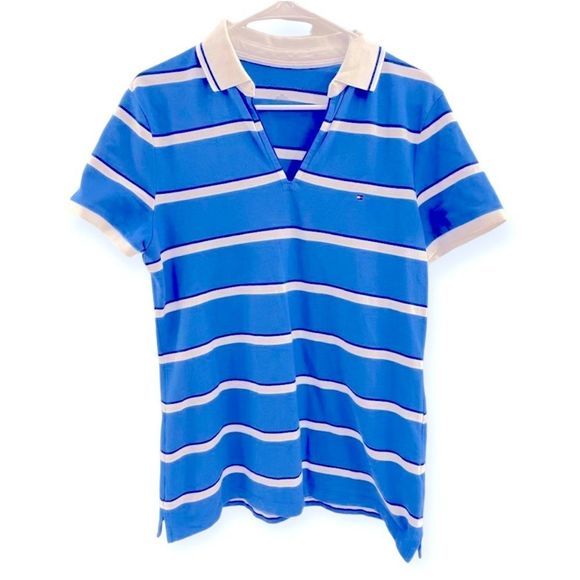 Tommy Hilfiger‎ Women’s V-Neck Polo Shirt Size L - Picture 1 of 3